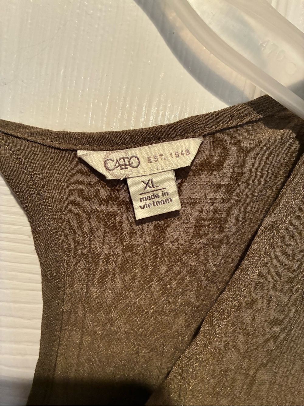 Cato Olive Tiered Sleeveless Tunic Tank with Back Tie - Picture 2 of 6